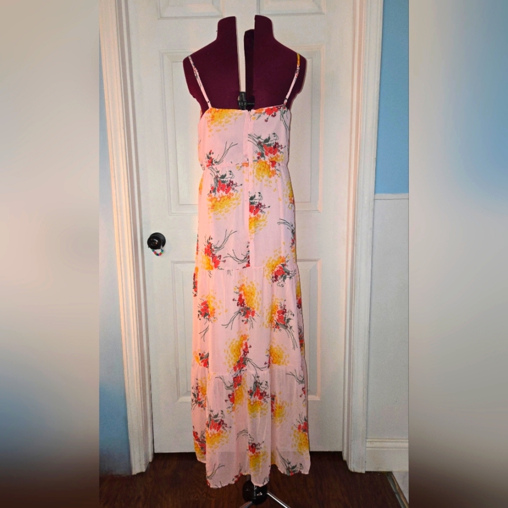 J. Crew Mercantile Pink Floral Strappy Tiered Maxi Dress Size 6 - Picture 3 of 9